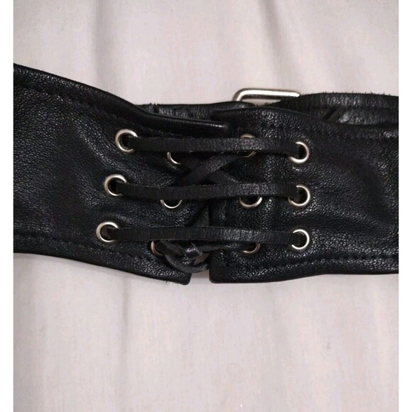 Vintage MOB Black Leather Biker Chaps Medium Unisex Y2K Punk Festival Edgy Rider - Picture 5 of 16